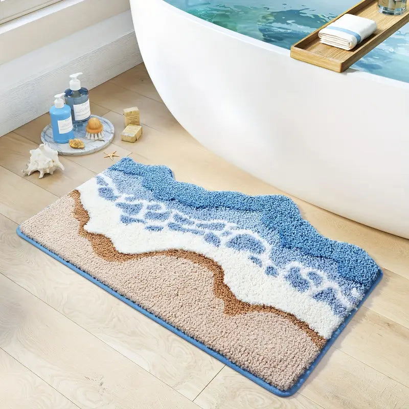 Coastal Comfort Microfiber Bath Rug – Plush Non-Slip Mat for Your Bathroom