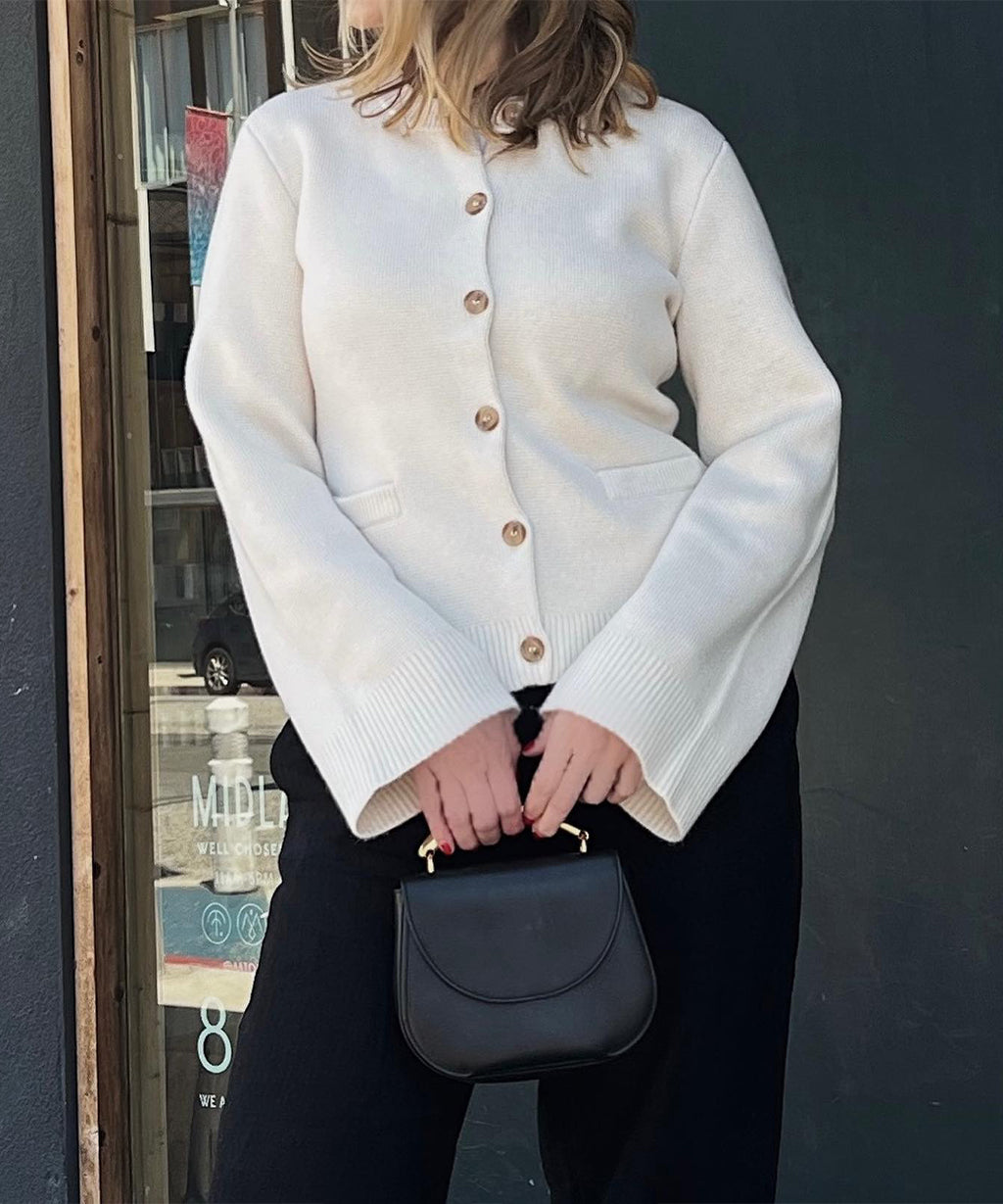 Slimming Knit Cardigan with Button Placket