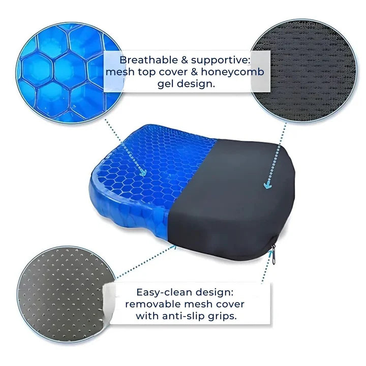 Orthopedic Gel Seat Cushion | Breathable Honeycomb Design | Pressure Relief Comfort