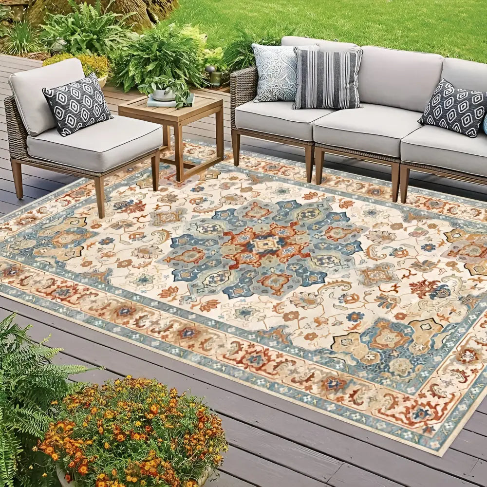 Nordic Style Outdoor Rug with Non-Slip PVC Backing