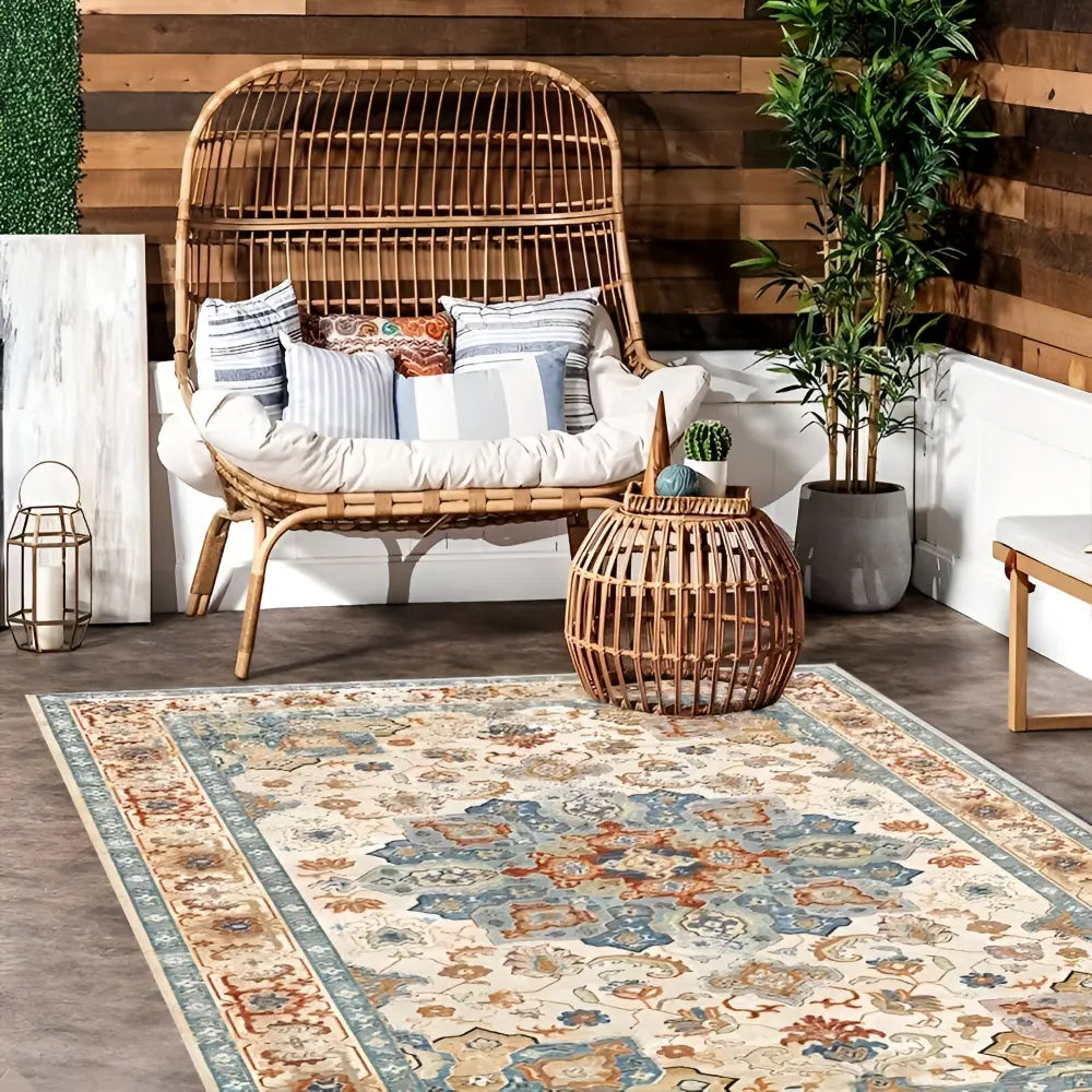 Nordic Style Outdoor Rug with Non-Slip PVC Backing