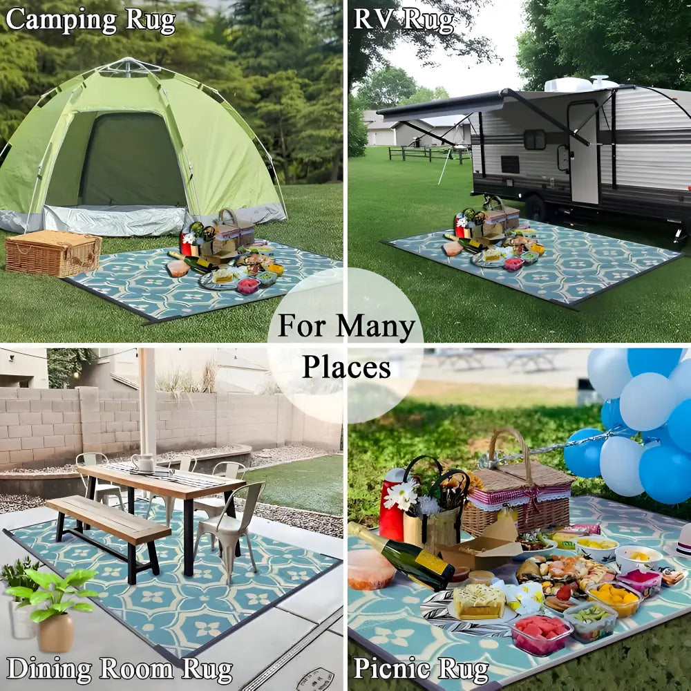 Weather-Resistant Outdoor Rug with Geometric Design