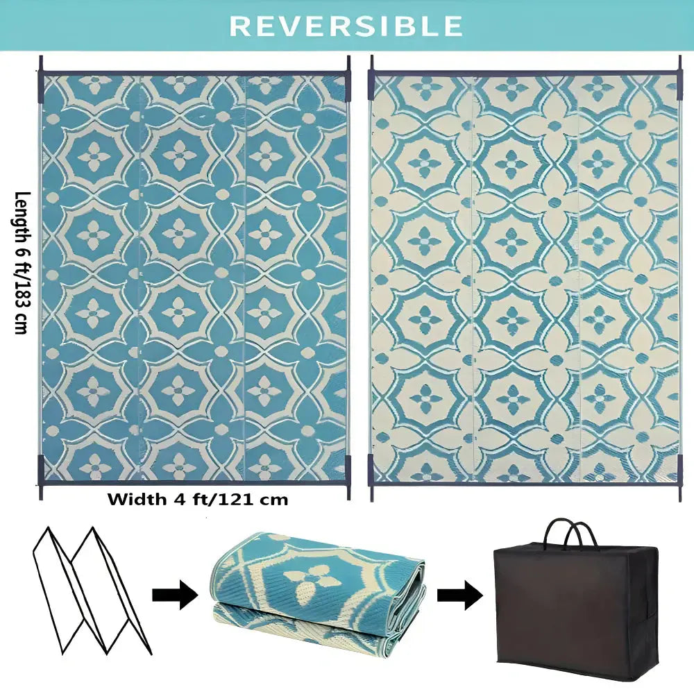 Weather-Resistant Outdoor Rug with Geometric Design