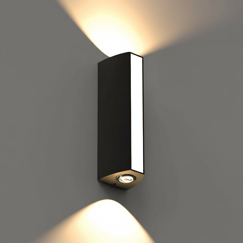 Sleek Black Outdoor LED Wall Light with Dual Beam
