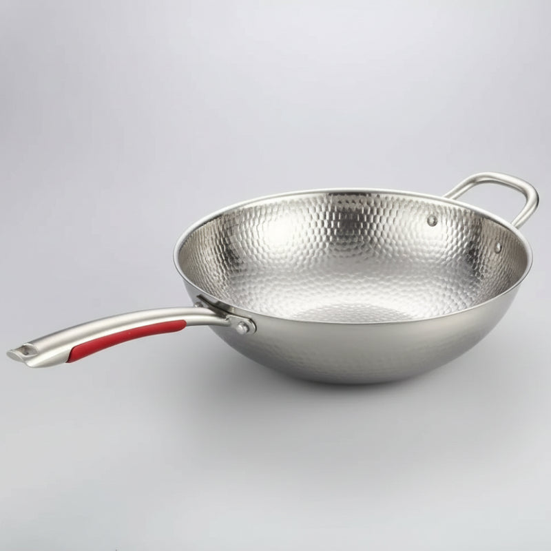 Titanium Chef's Wok with Curved Base for Induction Cooking