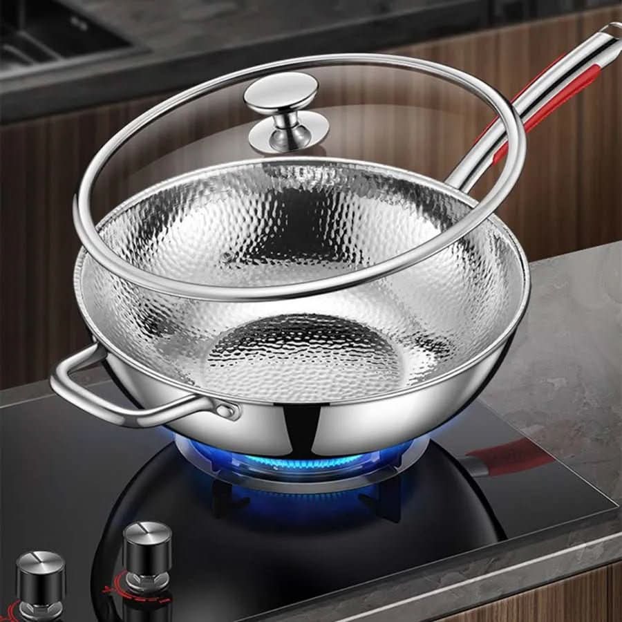 Stainless Steel Stir-Fry Wok for Effortless Daily Cooking