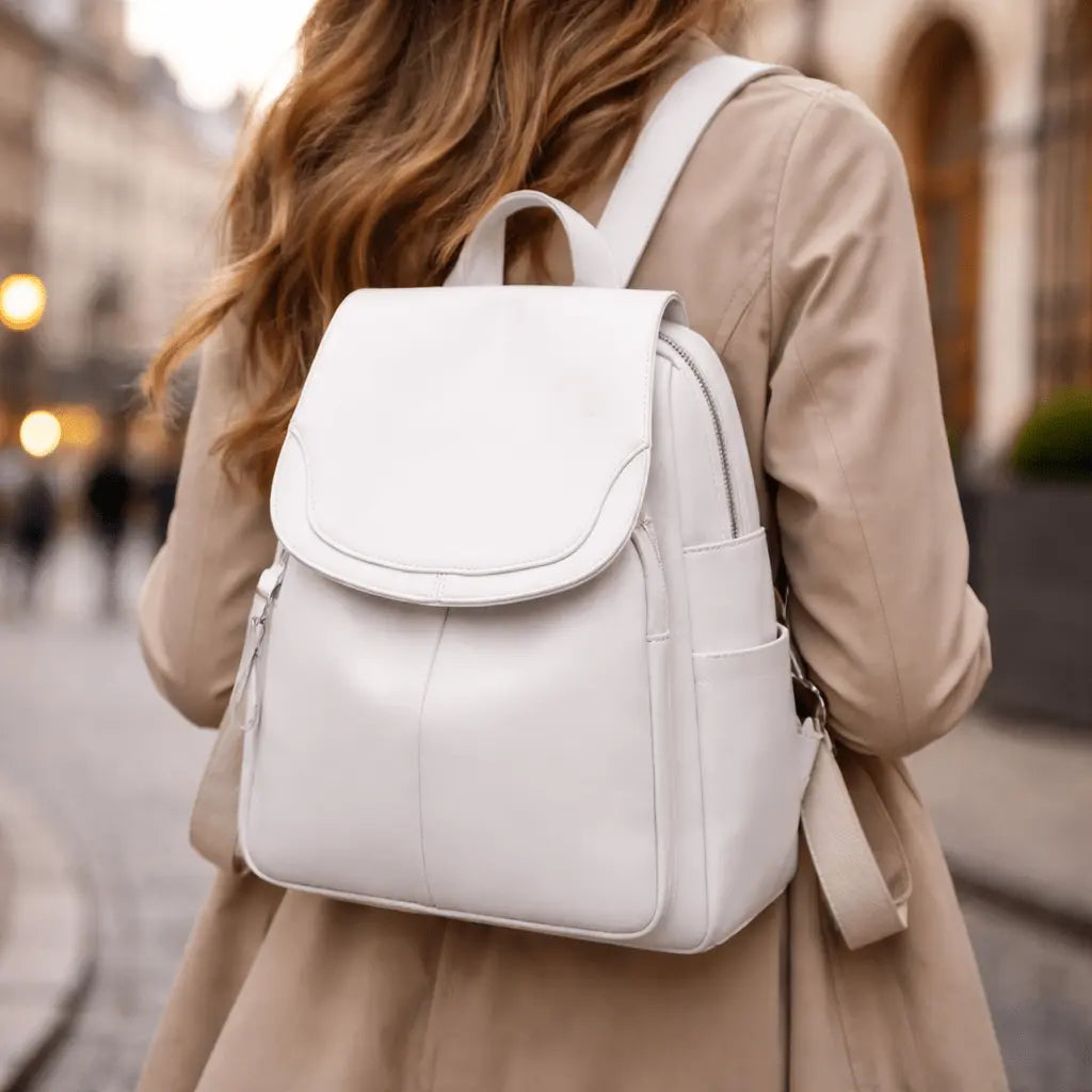 Women’s Anti-theft Backpack – Hidden Zipper in Embossed PU Leather