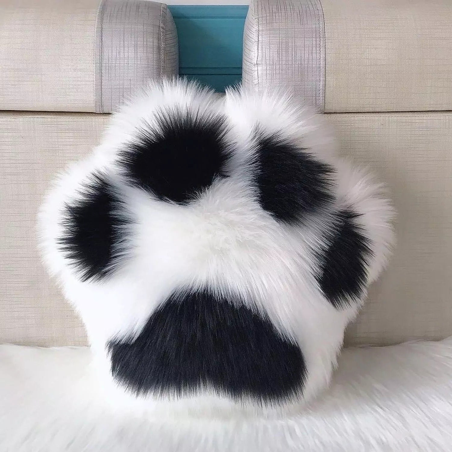 Charming Paw-Shaped Plush Cushion for Cozy Living Spaces