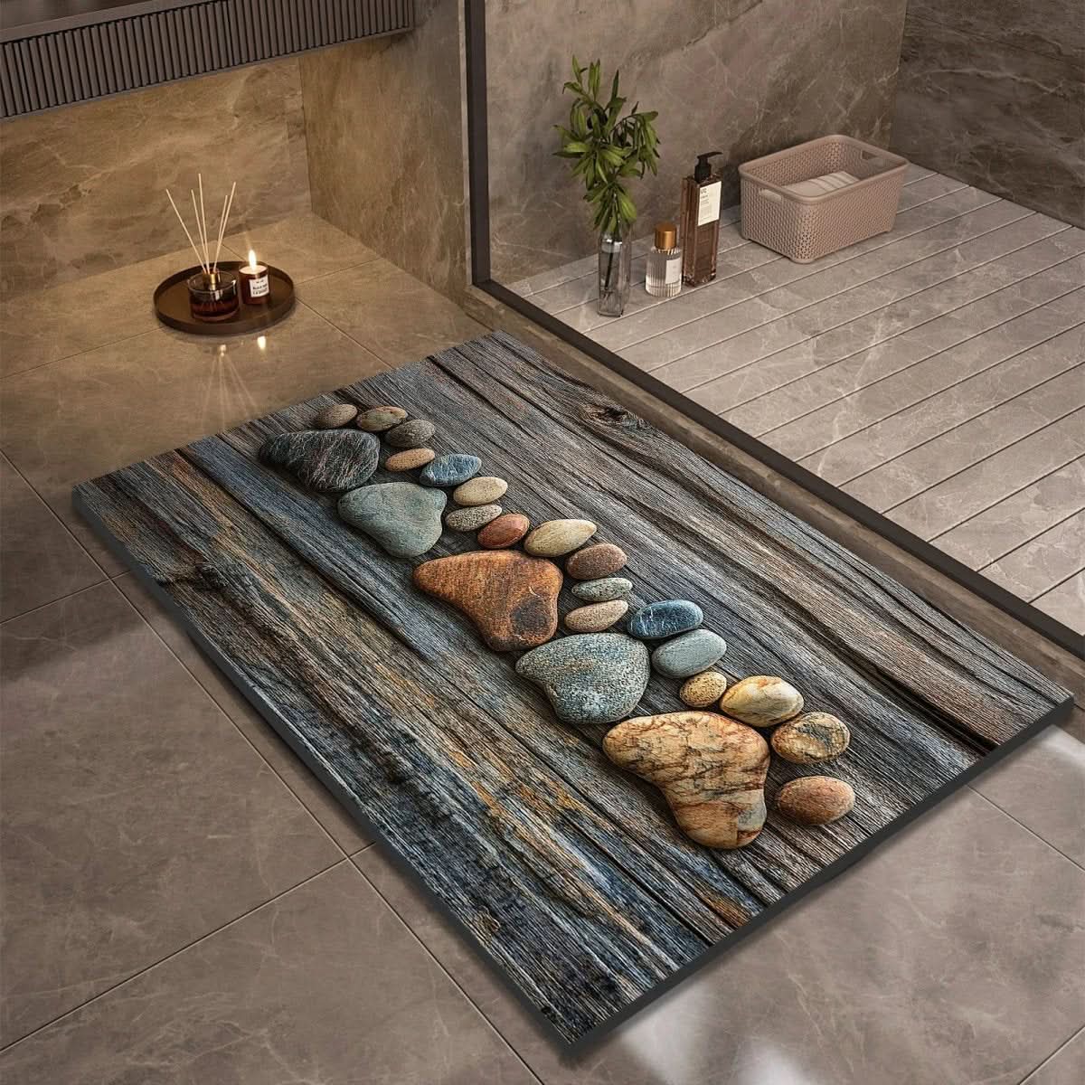 Natural Stone-Inspired Non-Slip Bath Mat for Moisture Control