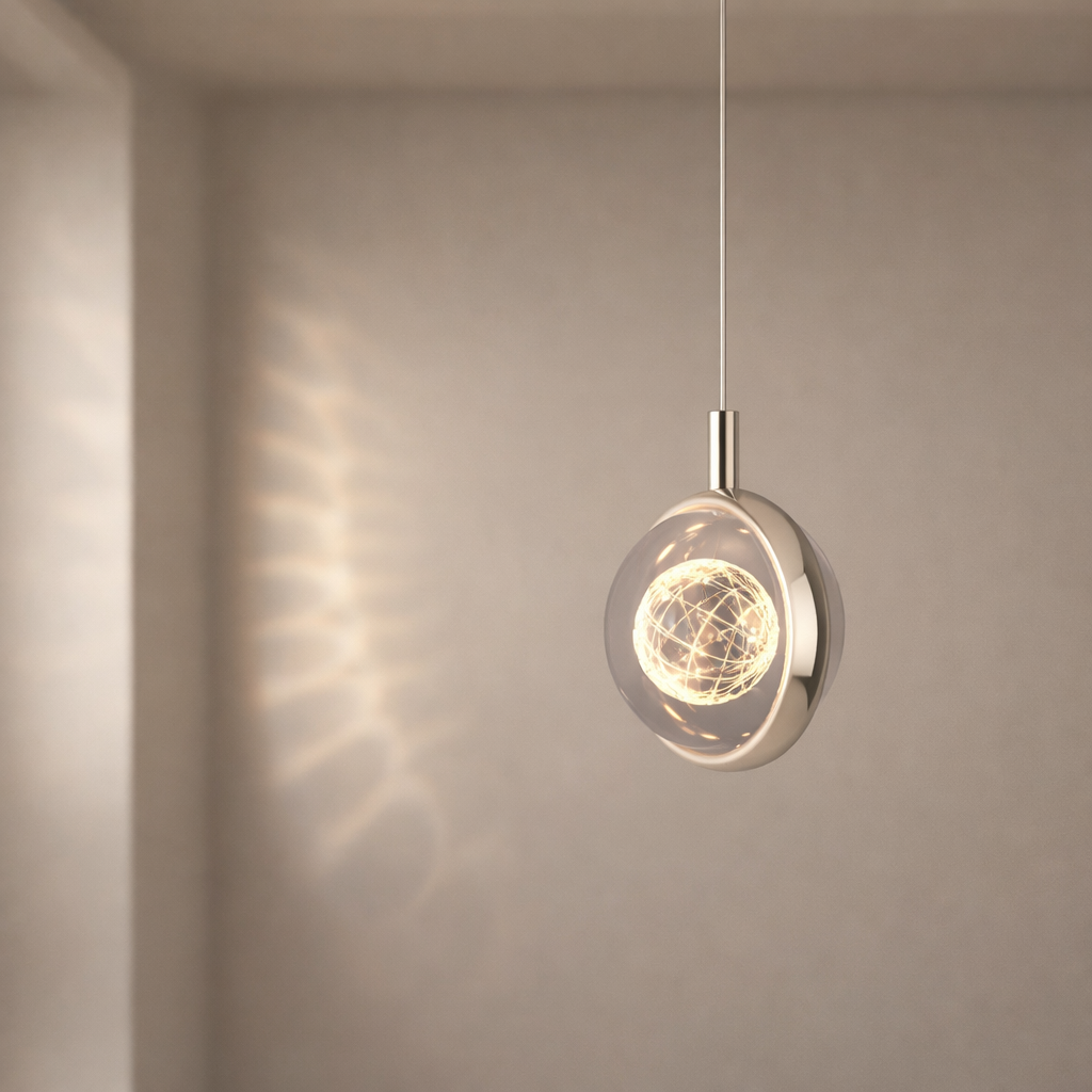 Sleek Adjustable Pendant Light with Integrated LED - 7W Black & Gold