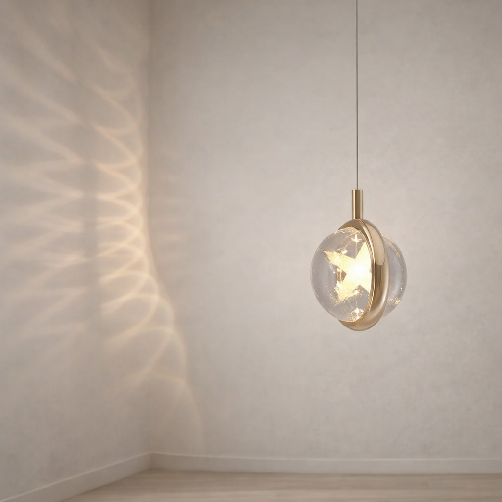 Sleek Adjustable Pendant Light with Integrated LED - 7W Black & Gold