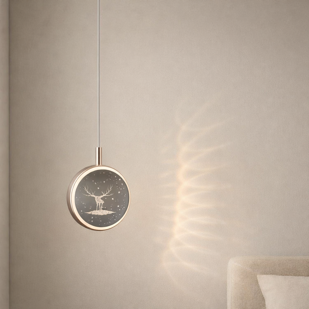 Sleek Adjustable Pendant Light with Integrated LED - 7W Black & Gold