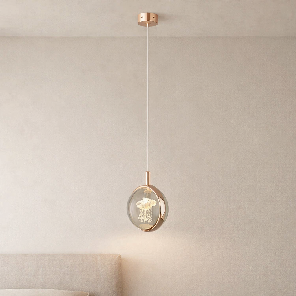 Sleek Adjustable Pendant Light with Integrated LED - 7W Black & Gold