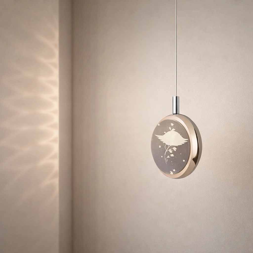 Sleek Adjustable Pendant Light with Integrated LED - 7W Black & Gold