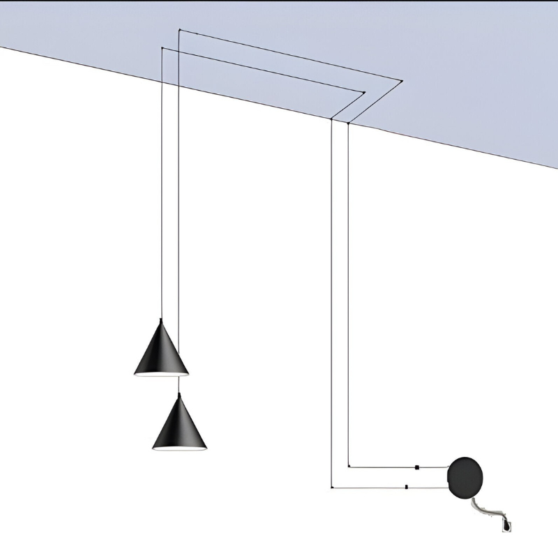 Sleek Black Metal Hanging Light Fixture with E27 Socket