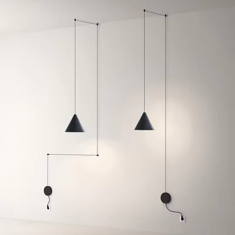 Sleek Black Metal Hanging Light Fixture with E27 Socket