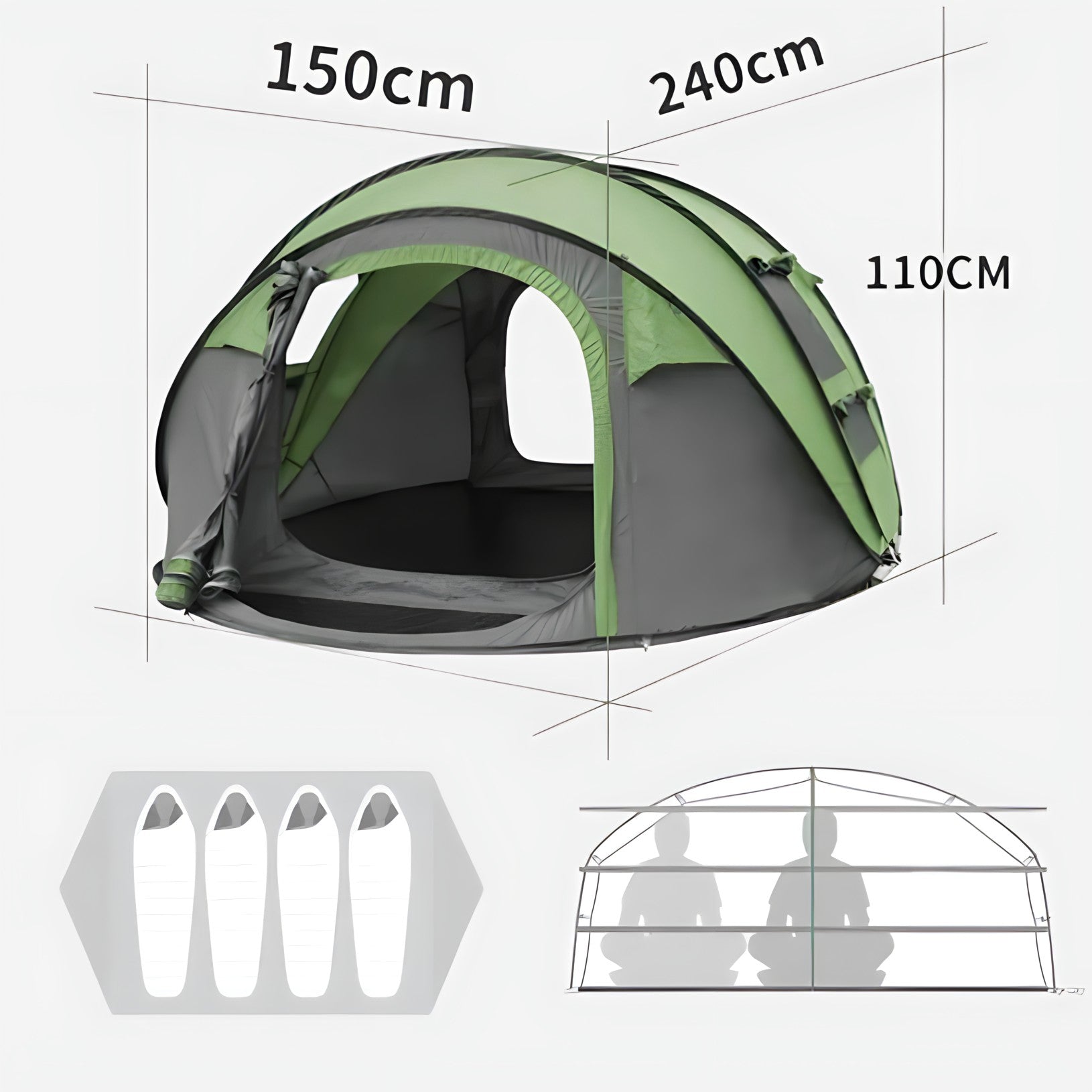 Quick-Setup 4-Person Camping Tent - Waterproof & Portable