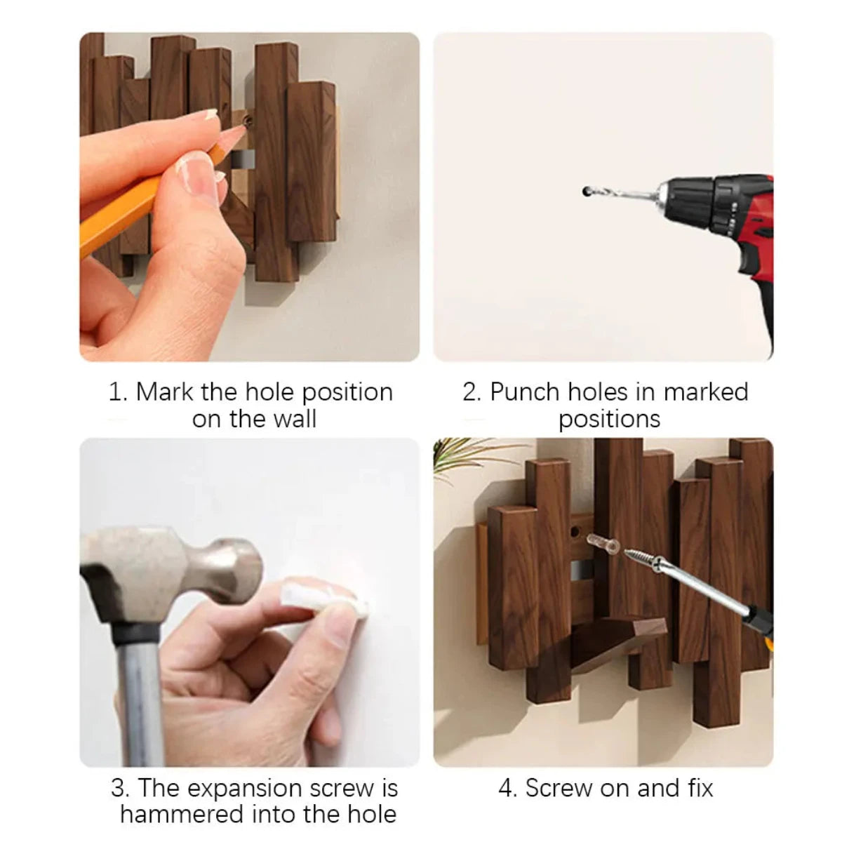 Chic Wooden Wall-Mounted Coat Organizer with 5 Hooks