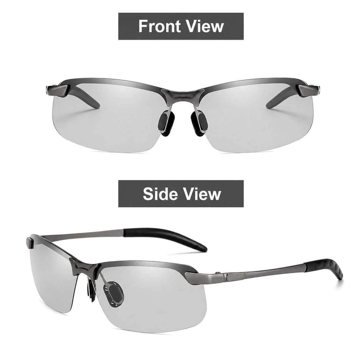 Photochromic Sports Sunglasses with UV400 Protection – Half Frame
