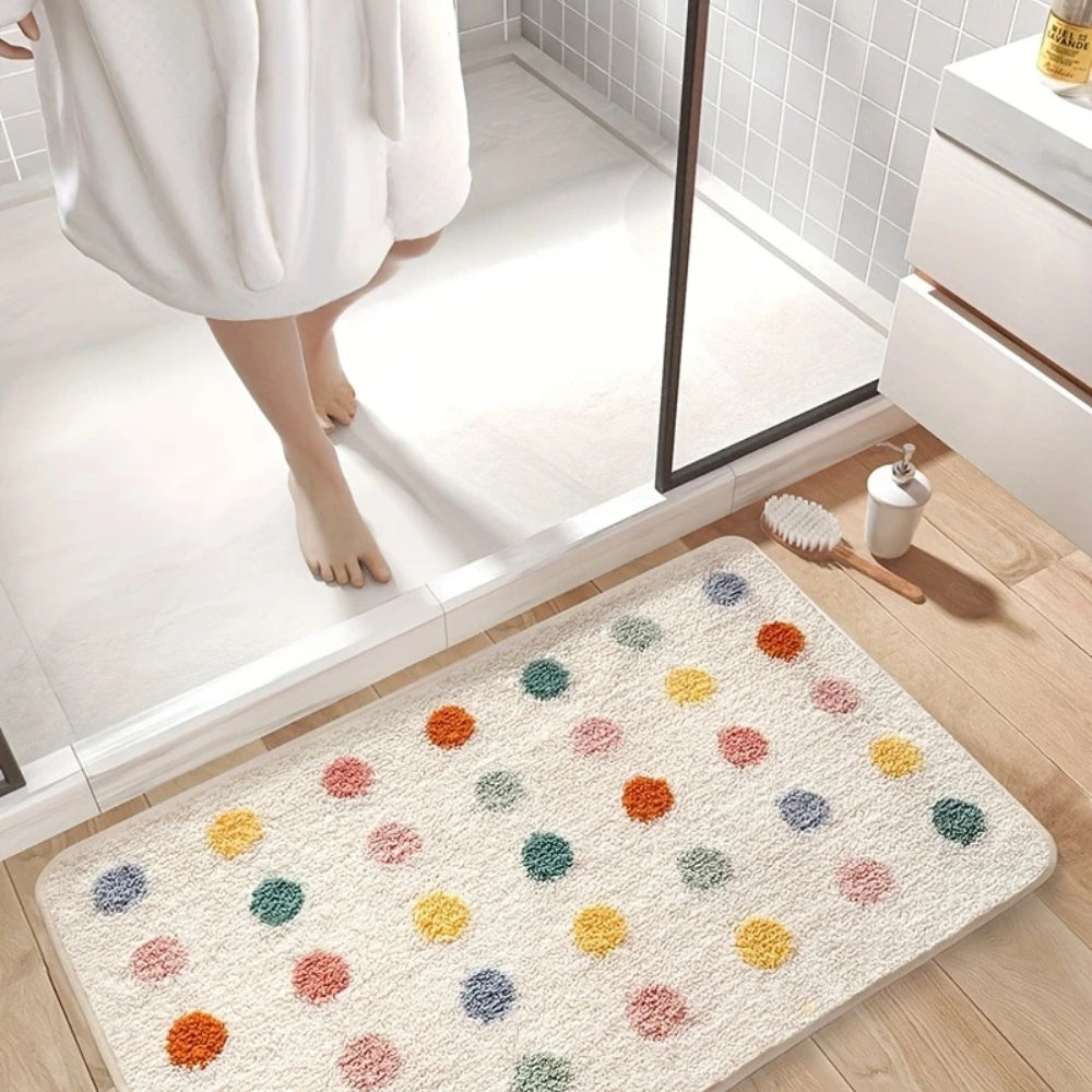 Ultra-Soft Non-Slip Bath Mat with Fun Polka Dots