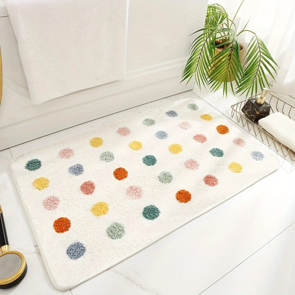 Ultra-Soft Non-Slip Bath Mat with Fun Polka Dots