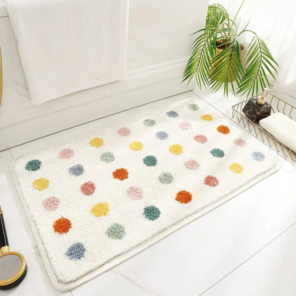 Ultra-Soft Non-Slip Bath Mat with Fun Polka Dots