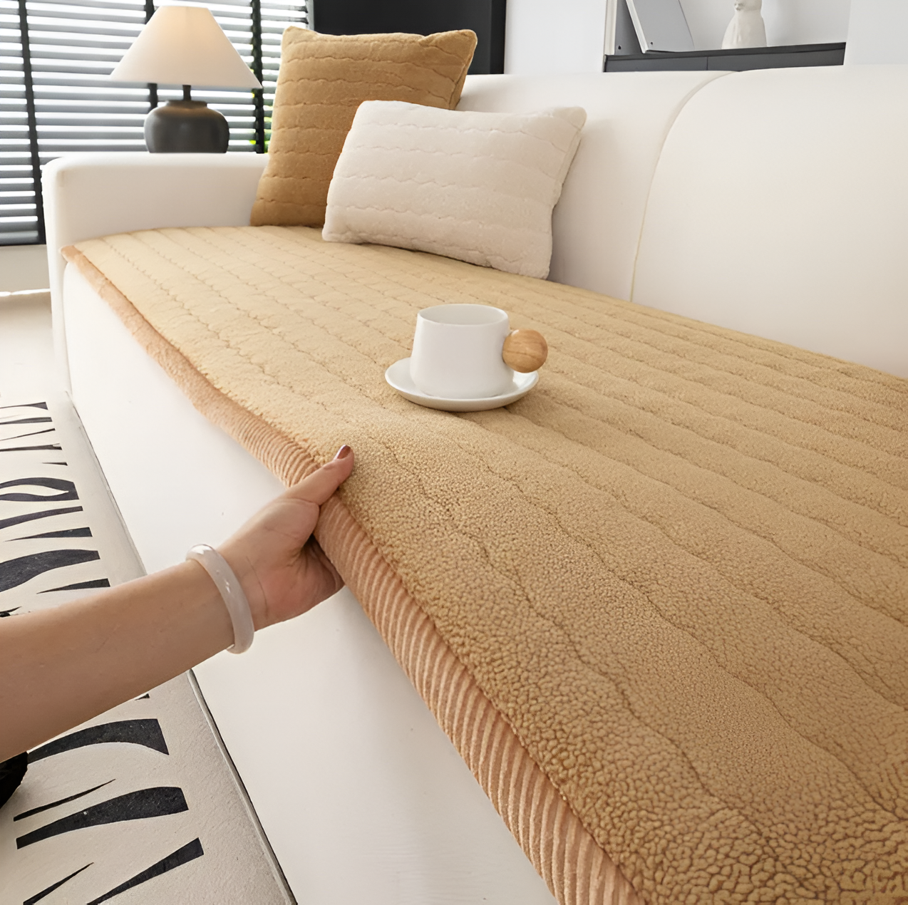 CozyGuard Non-Slip Sofa Protector – Stylish & Washable