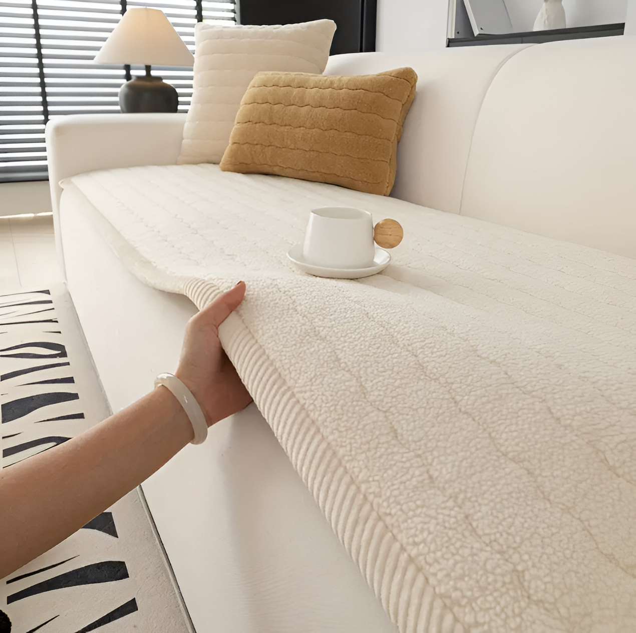 CozyGuard Non-Slip Sofa Protector – Stylish & Washable