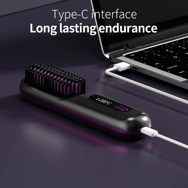 Compact Straightening Brush for Effortless Hair Styling