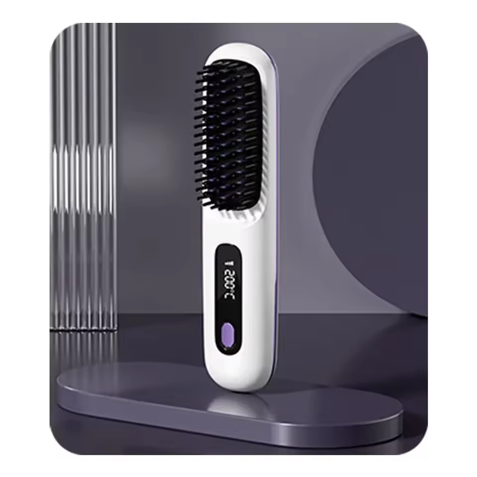 Compact Straightening Brush for Effortless Hair Styling