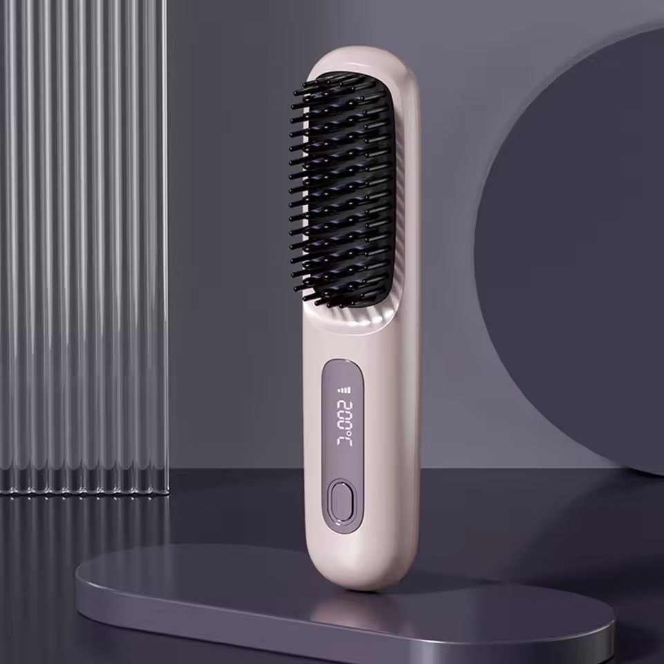 Compact Straightening Brush for Effortless Hair Styling