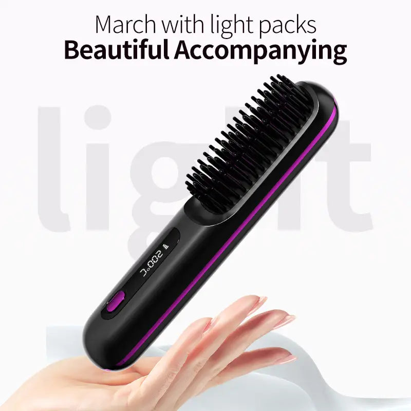 Compact Straightening Brush for Effortless Hair Styling
