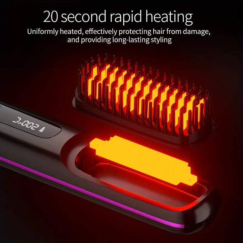 Compact Straightening Brush for Effortless Hair Styling