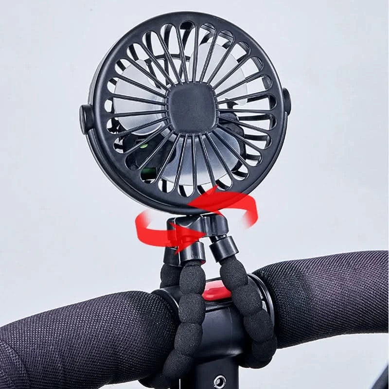 Portable USB Rechargeable Fan with 3-Speed Airflow for Strollers