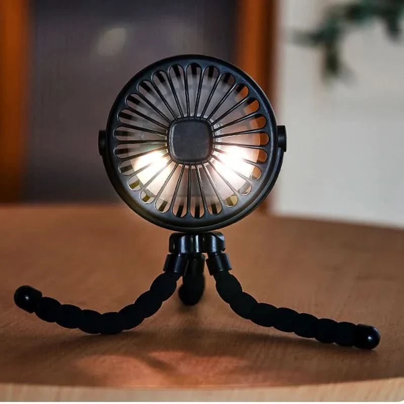 Portable USB Rechargeable Fan with 3-Speed Airflow for Strollers