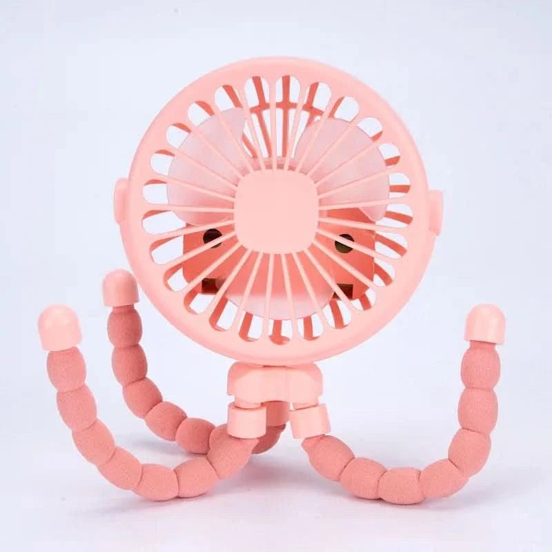 Portable USB Rechargeable Fan with 3-Speed Airflow for Strollers
