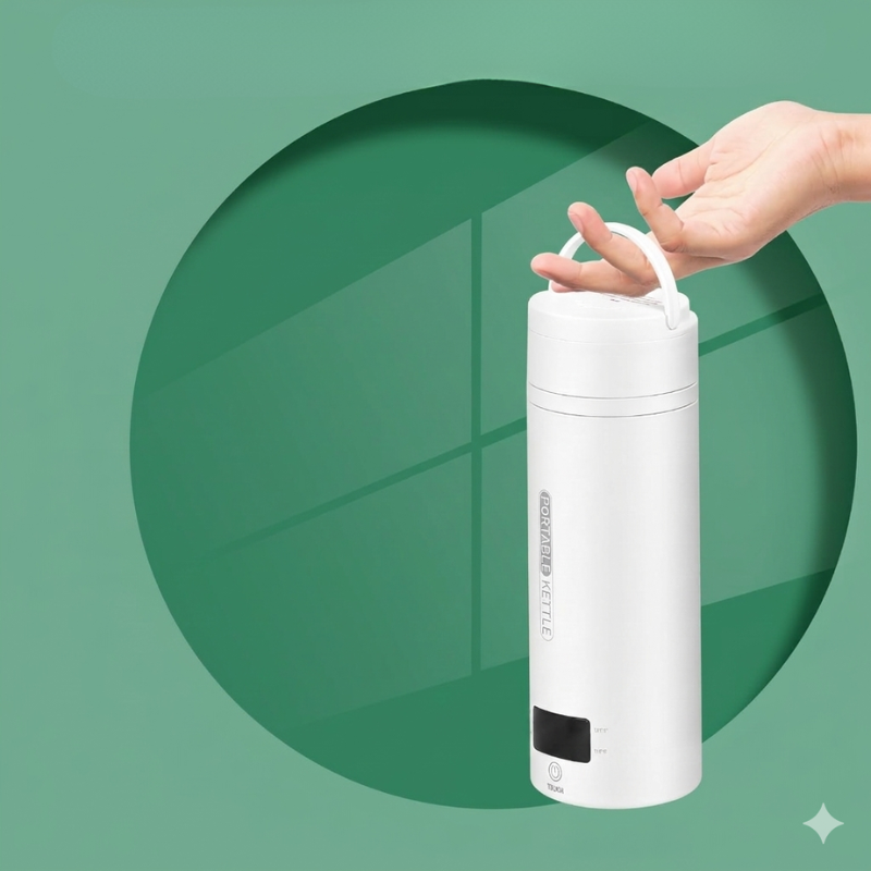 TravelMate Compact Electric Kettle 450ml – Stainless Steel Drink Warmer