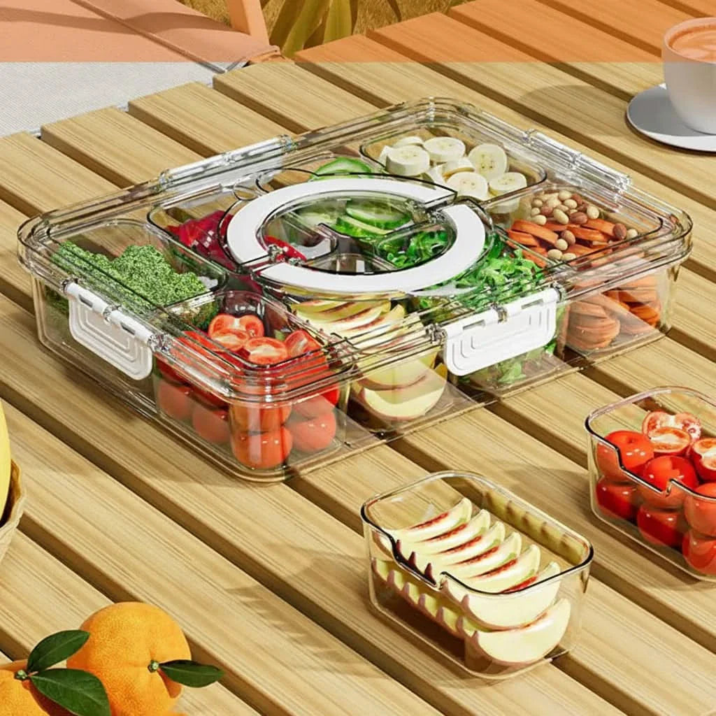 Multi-Compartment Serving Platter for Snacks and Fruits