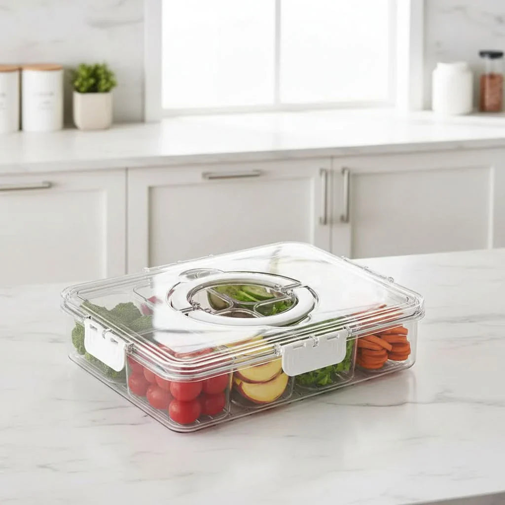 Multi-Compartment Serving Platter for Snacks and Fruits