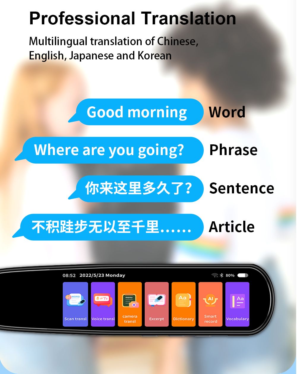 Multilingual Smart Translator Pen with Instant Voice Output