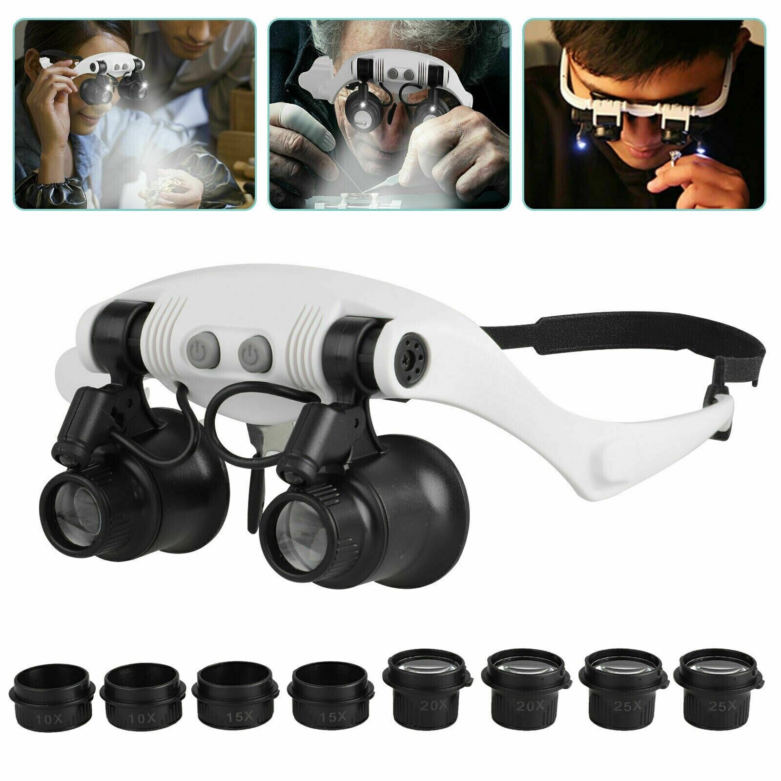 VisionMaster Pro - Multi-Lens Headband Magnifier with LED Light