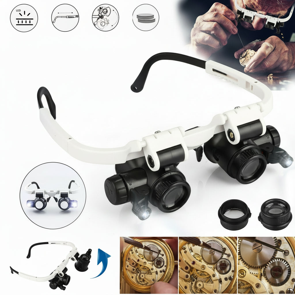 VisionMaster Pro - Multi-Lens Headband Magnifier with LED Light