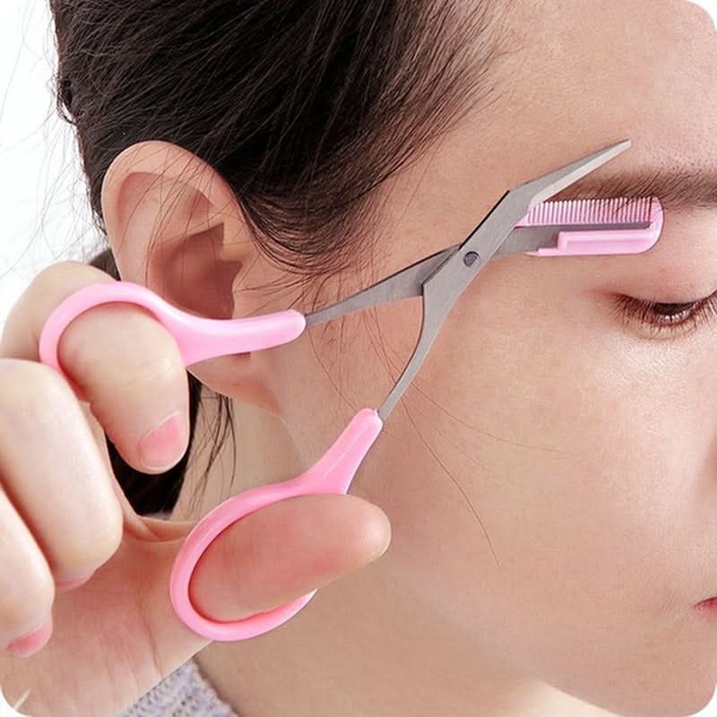 Stainless Steel Grooming Tool - Mini Comb and Precision Eyebrow Scissors