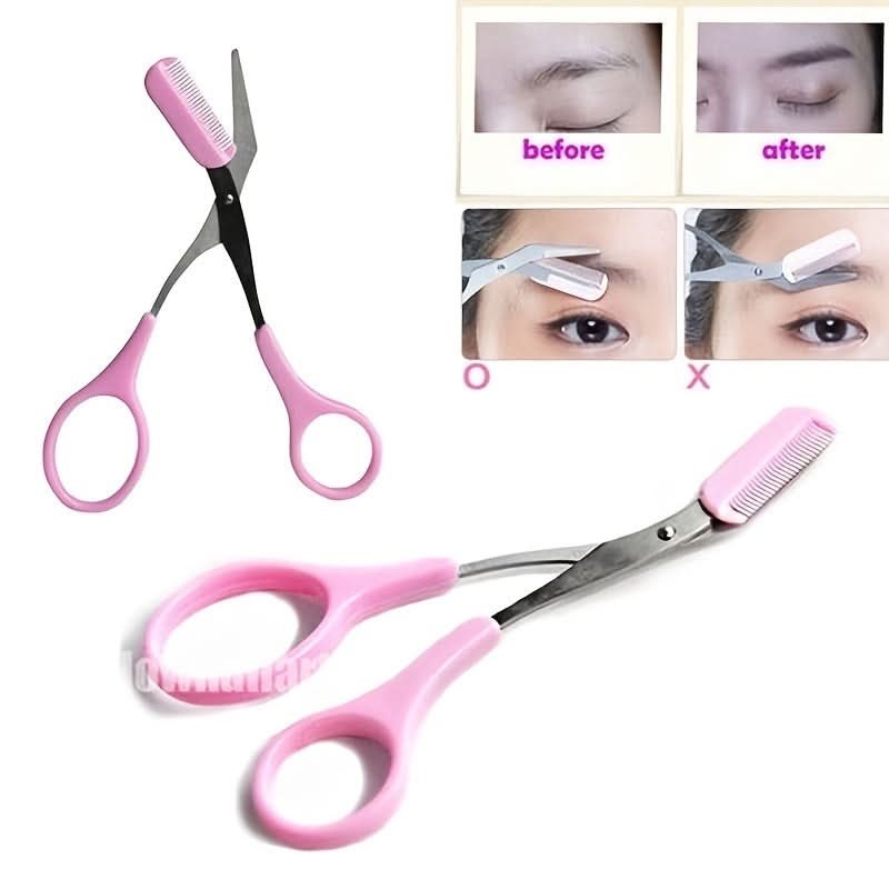 Stainless Steel Grooming Tool - Mini Comb and Precision Eyebrow Scissors