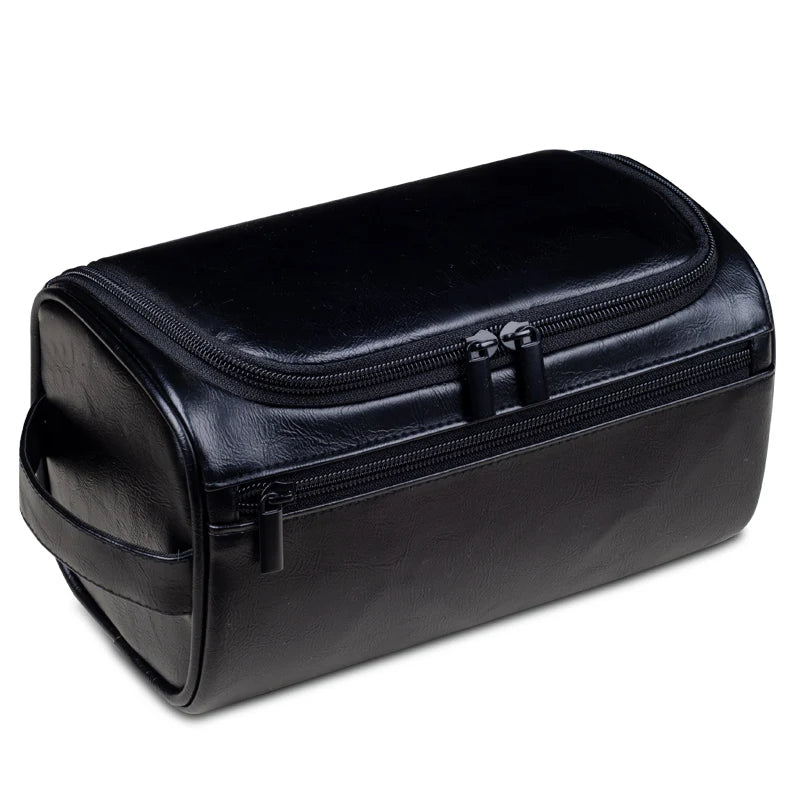 Sophisticated Leather Travel Kit with Convenient Hanging Hook