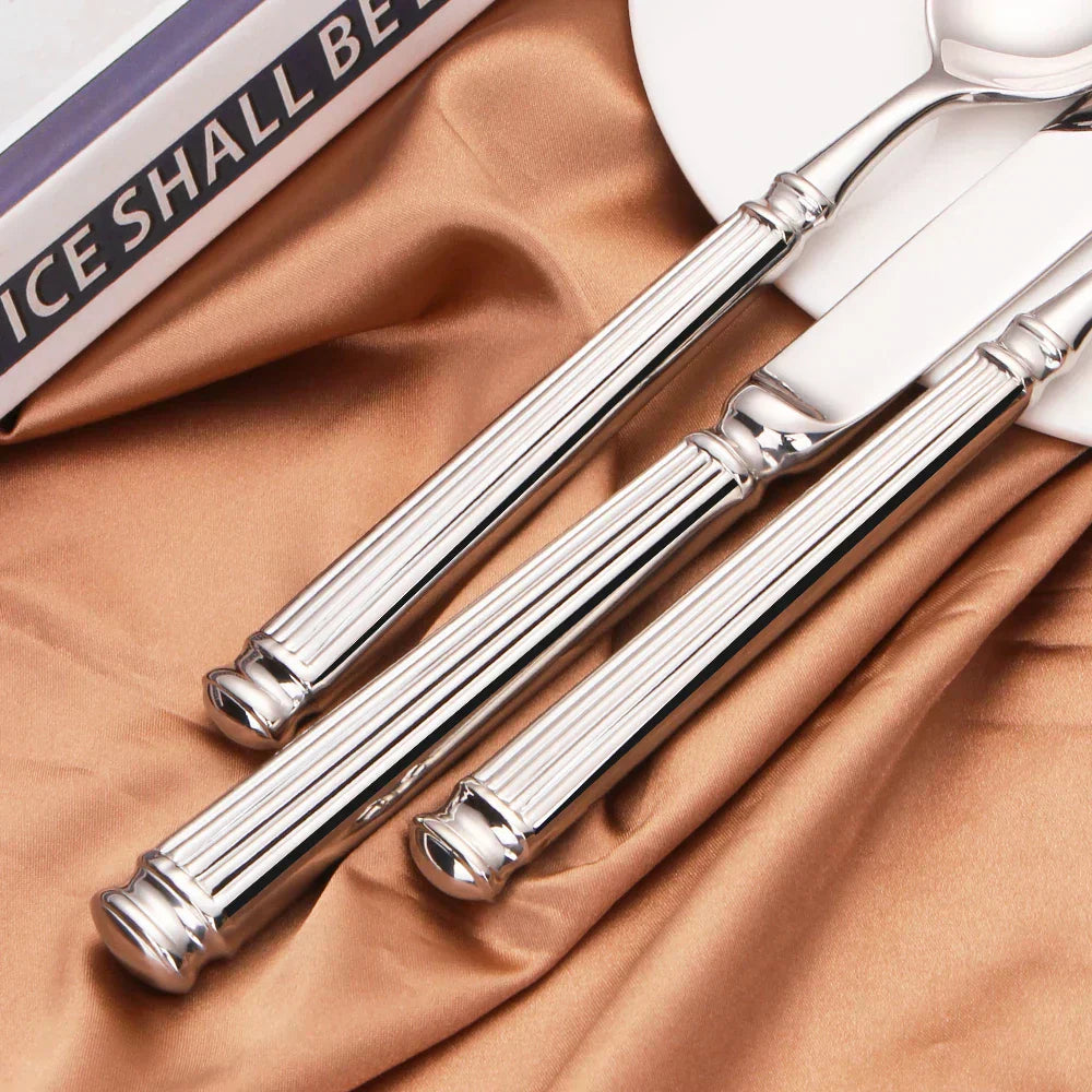 Sophisticated Stainless Steel Dining Cutlery Set with Mirror Finish
