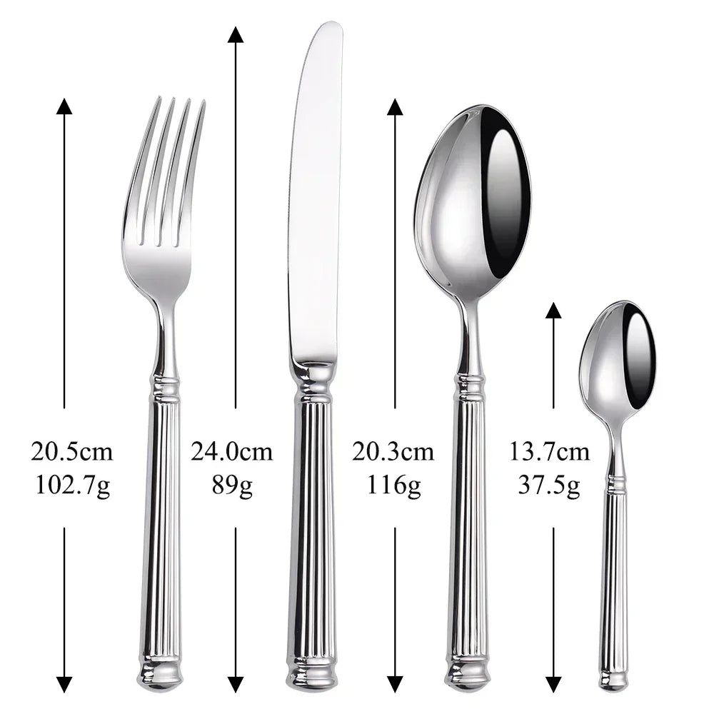 Sophisticated Stainless Steel Dining Cutlery Set with Mirror Finish