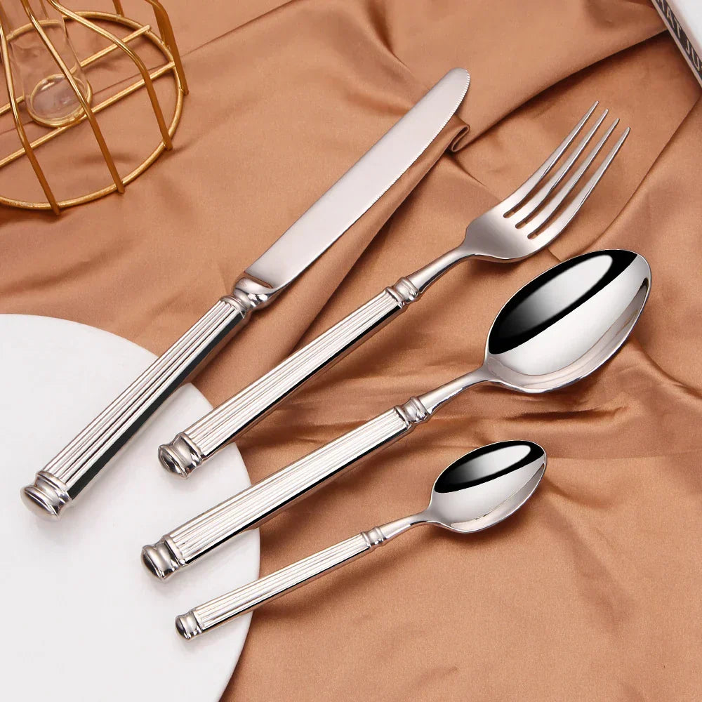 Sophisticated Stainless Steel Dining Cutlery Set with Mirror Finish