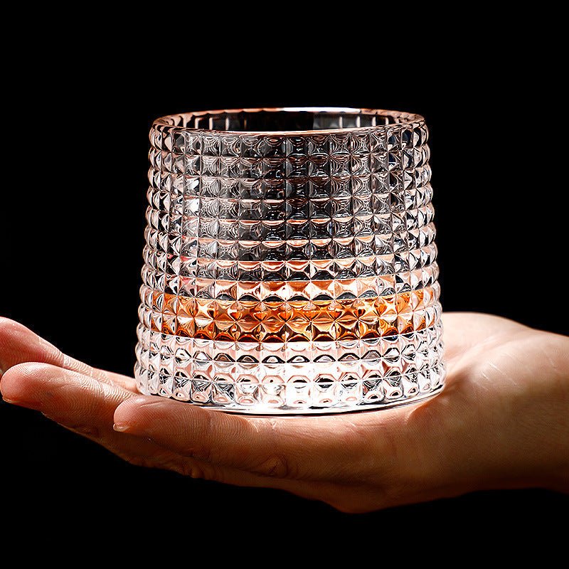 Whirl & Sip – Elegant Rotating Whiskey Glass Duo