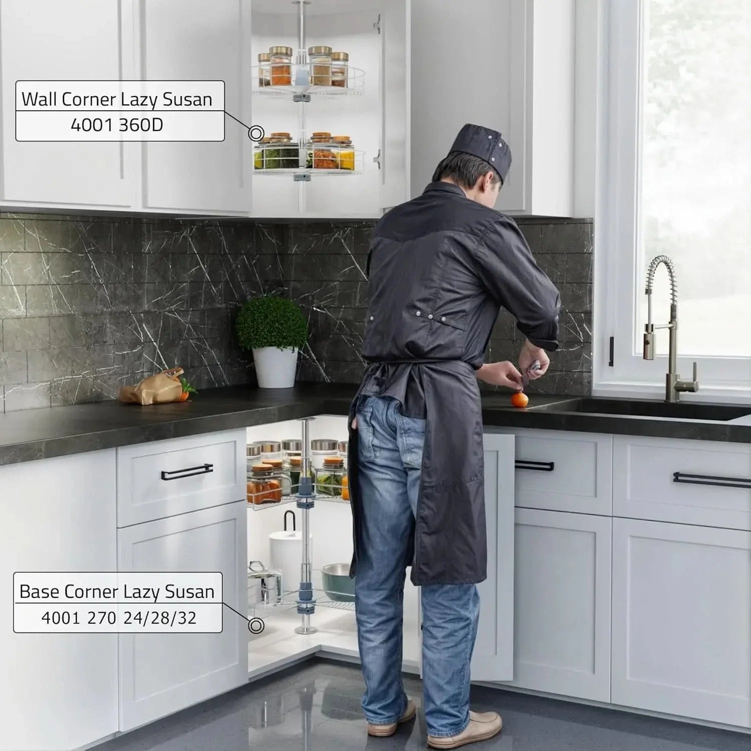 Corner Cabinet Organizer with Lazy Susan Design